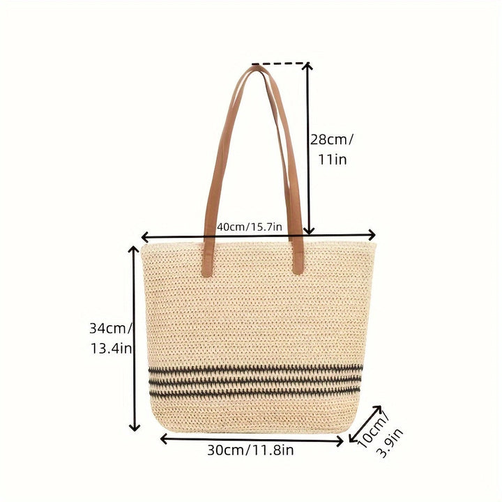 Fashionable Bast and Leather Tote Bag Kalsten