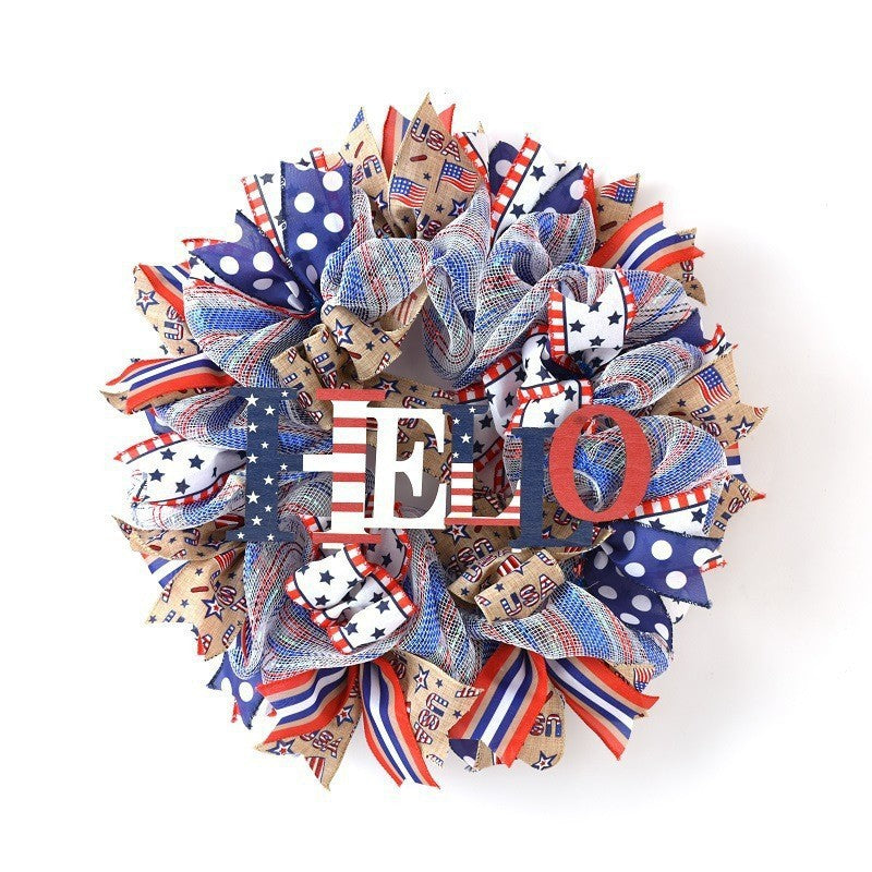 Unisex nan layered star wreath door decor with mixed ribbon bows and wooden accents Kalsten