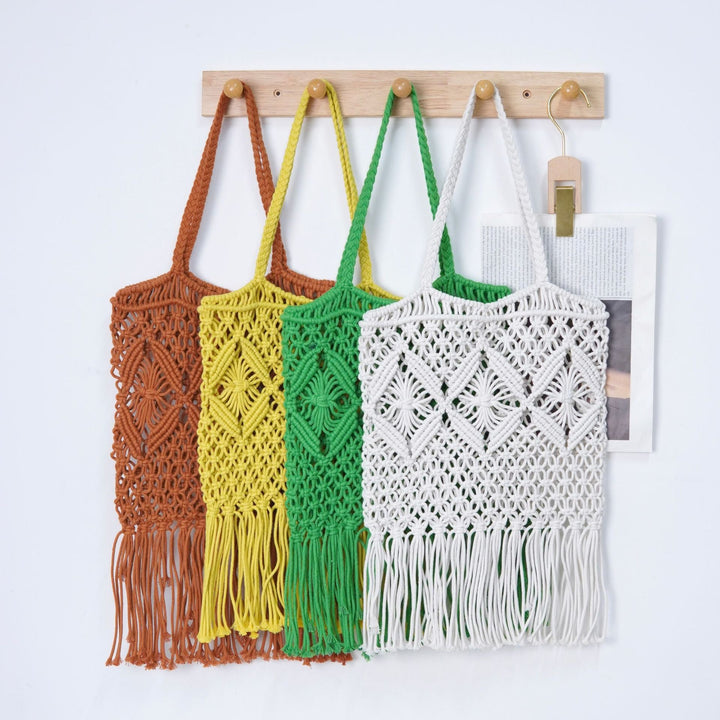 Macrame shoulder bag with fringed design Kalsten