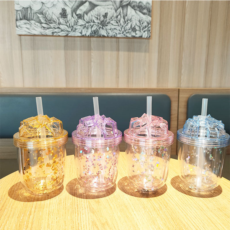 Women's Glittering Drinking Cups with Straw Kalsten