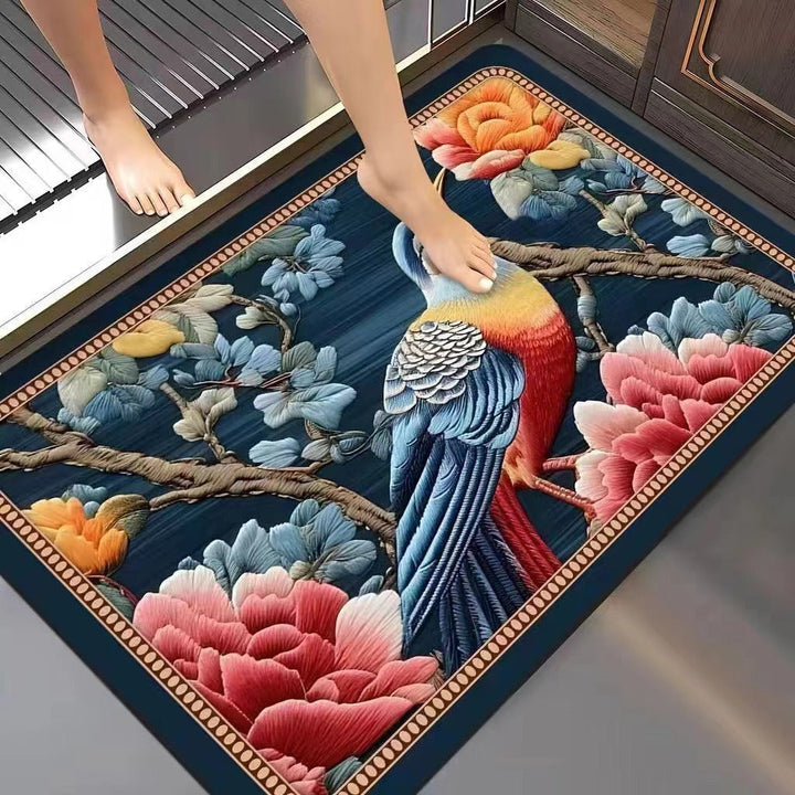 Floral-Embossed Memory Foam Bath Mat Kalsten