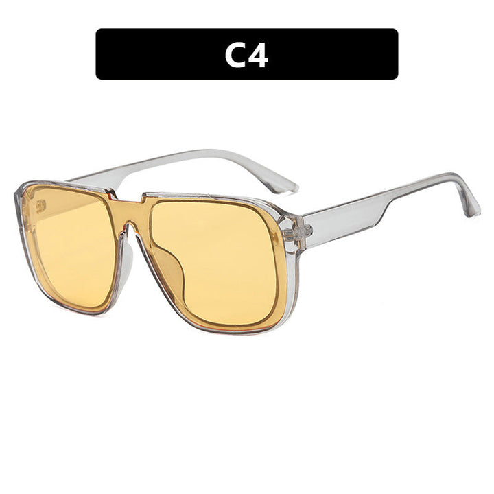 Ladies trendy square sunglasses with transparent green frame and protective UV filter Kalsten