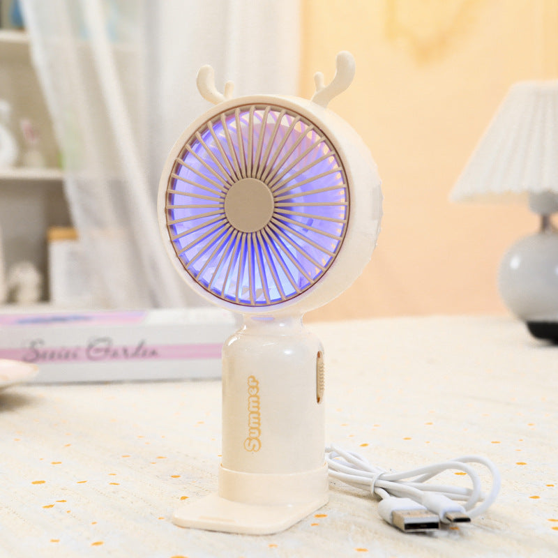Ladies portable USB mini fan with LED night light folding stand and cute design Kalsten