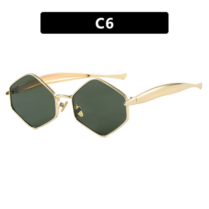 Women's hexagonal sunglasses with elegant metal frame and UV protection Kalsten
