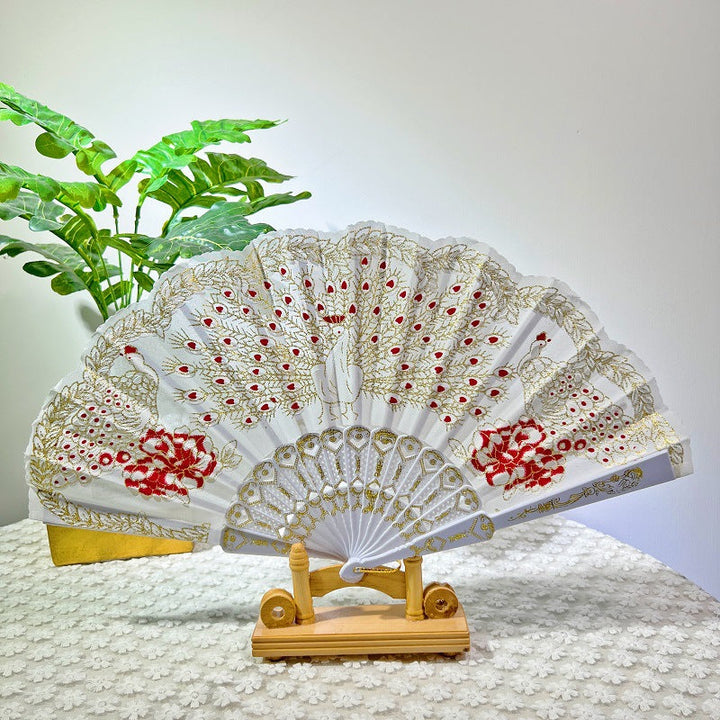 Women Folding Hand Fan with Elegant Embroidery Kalsten