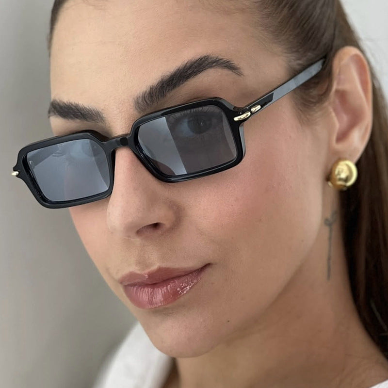 Women's fashionable square sunglasses with stylish plastic frame and blue lenses Kalsten