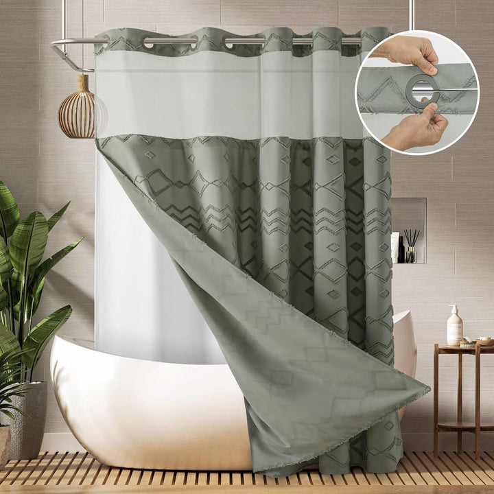 Textured Geometric Design Shower Curtain Kalsten