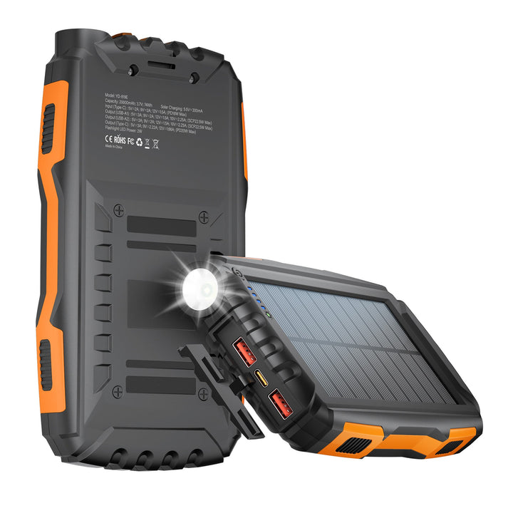 Solar power bank with integrated LED flashlight and multiple charging ports Kalsten