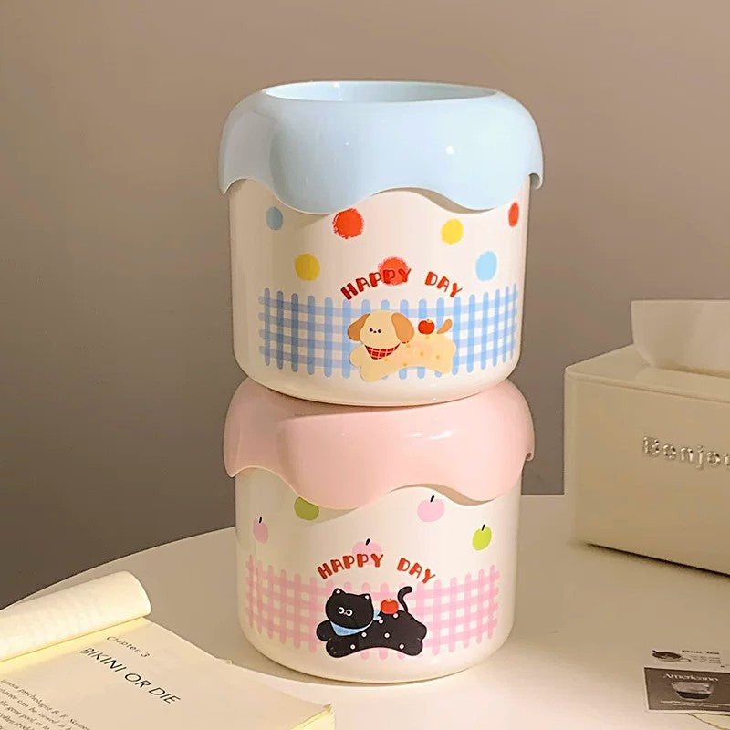 Decorative trash can with playful dog design Kalsten