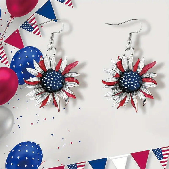 Ladies nan handmade sunflower earrings in star banner design Kalsten