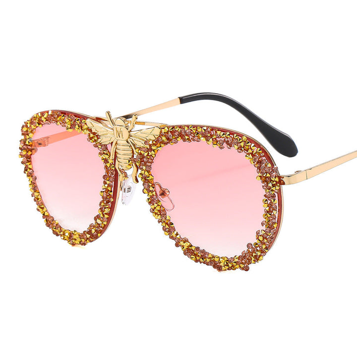 Women Glamorous Oversized Sunglasses with Unique Decorative Frame Kalsten