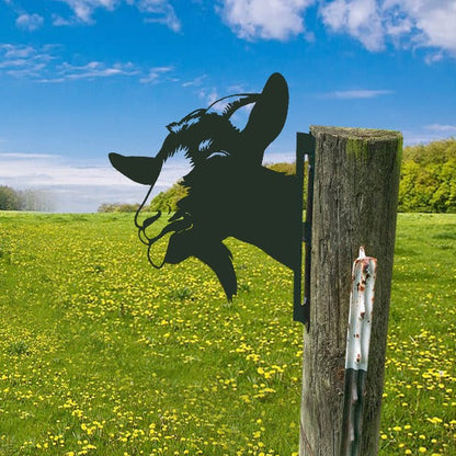 Outdoor Garden Farm Peeking Goat Metal Artwork Indoor Decor | Karnz