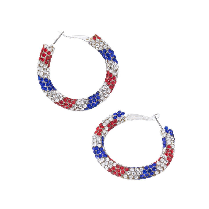 Women's nan pave rhinestone encrusted hoop earrings with secure leverback closure Kalsten