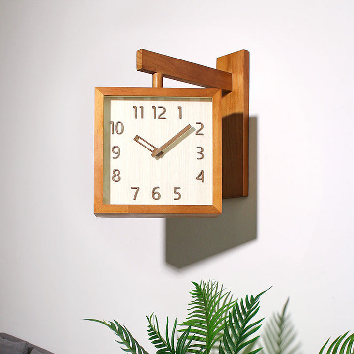 Kalsten | Wall-Corner-Two-Sided Wood-Analog-Clock
