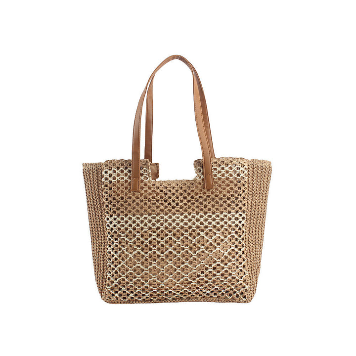 Handcrafted basket bag with leather handles Kalsten