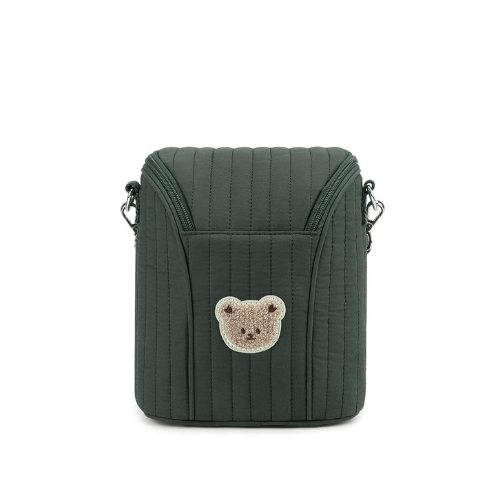 Fashionable Shoulder Bag with Quilted Design and Cute Bear Motif Kalsten