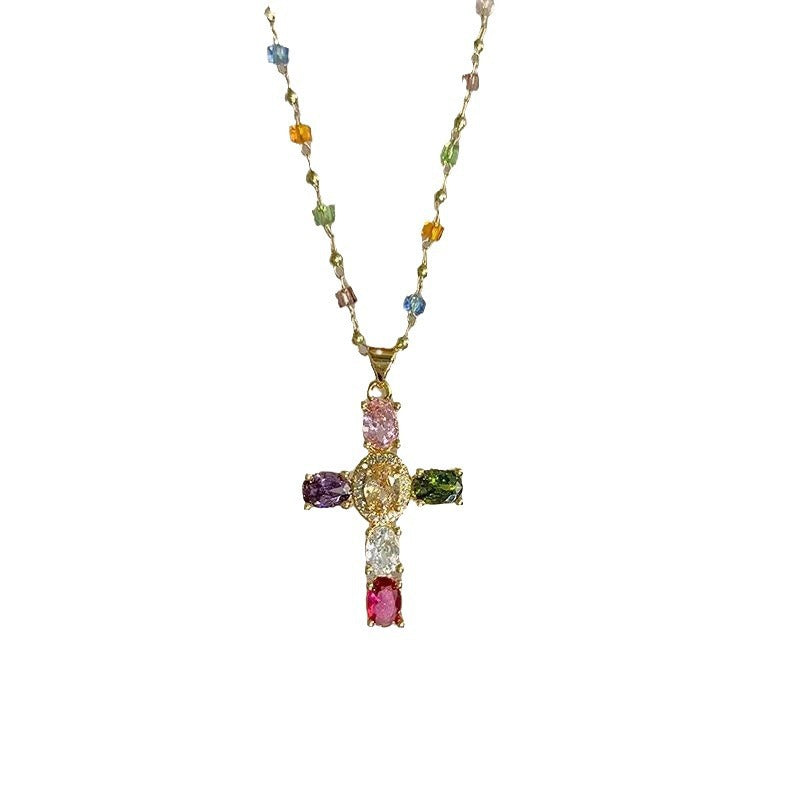 Creative Beaded Cross Necklace Kalsten