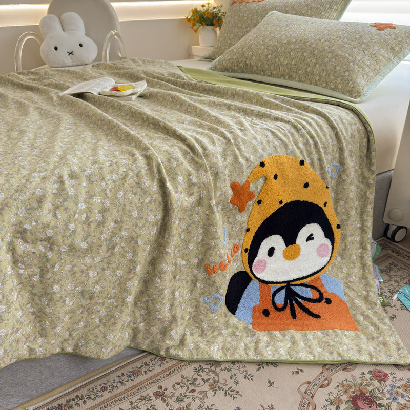 Women Cozy Bedspread with Playful Penguin Design Kalsten
