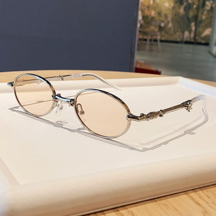 Women's fashionable glasses with elegant metal frame and lightly tinted lenses Kalsten