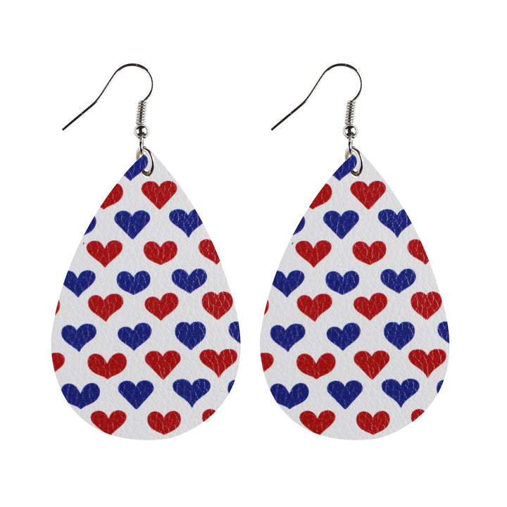 Women's nan teardrop-shaped faux leather earrings with star and stripe print Kalsten