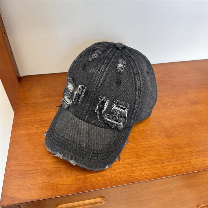 Women's Distressed Denim Adjustable Baseball Cap Kalsten