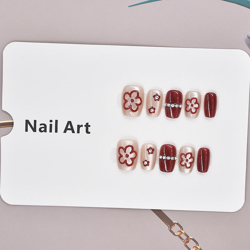 Floral Decorative Press-On Nail Set Kalsten
