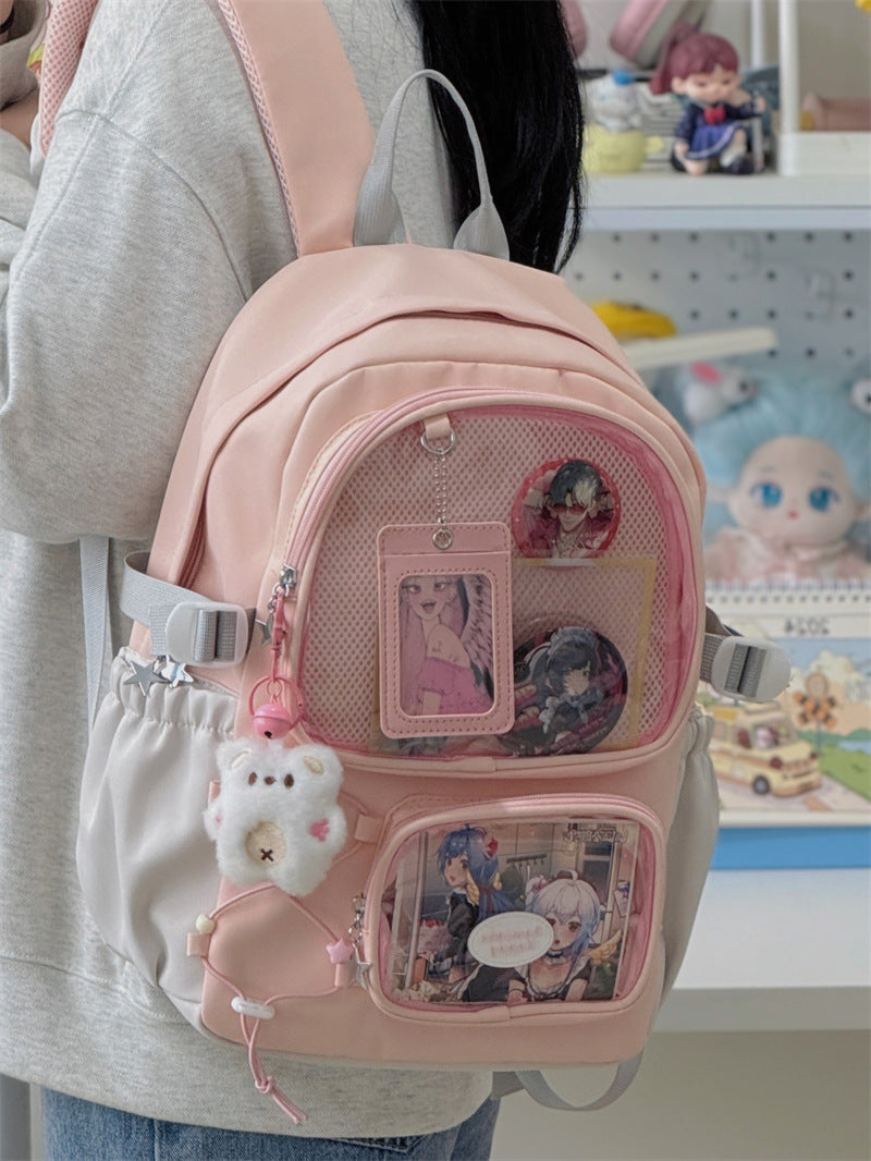 Anime Character-Themed Clear Panel School Backpack