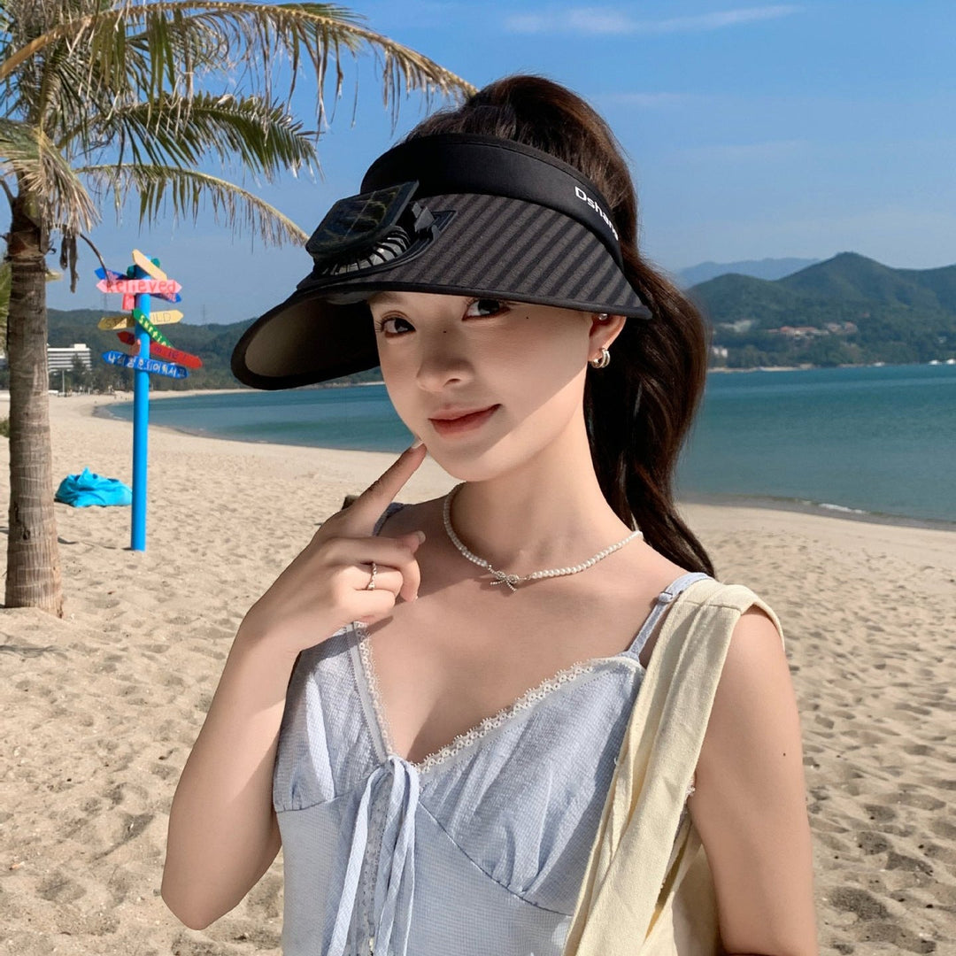 ’s sun protection visor with integrated solar panel, wide brim and adjustable headband Kalsten