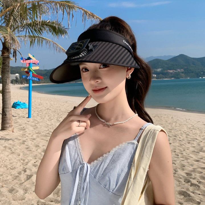 ’s sun protection visor with integrated solar panel, wide brim and adjustable headband Kalsten