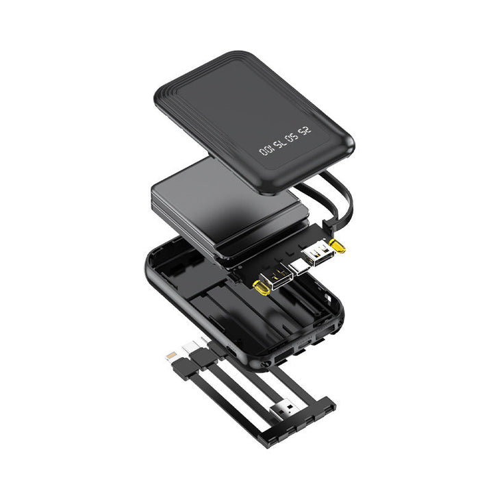 Practical power bank with wireless fast charging function and integrated cable system Kalsten