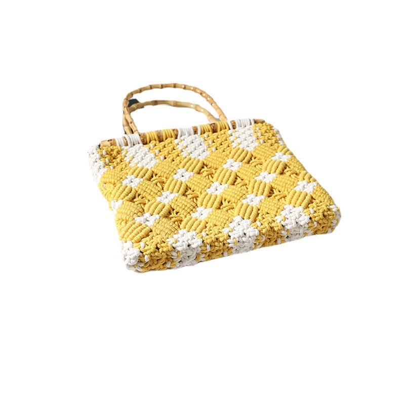 Stylish, Braided Handbag with Unique Checkered Pattern Kalsten