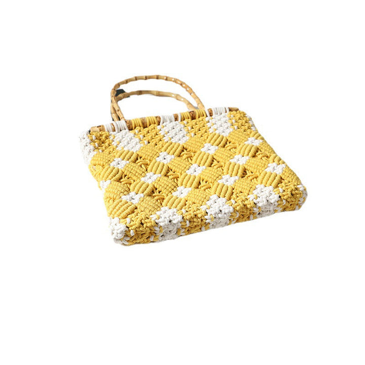 Stylish, Braided Handbag with Unique Checkered Pattern Kalsten