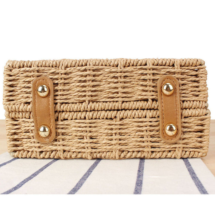 Fashionable straw shoulder bag with unique decor Kalsten