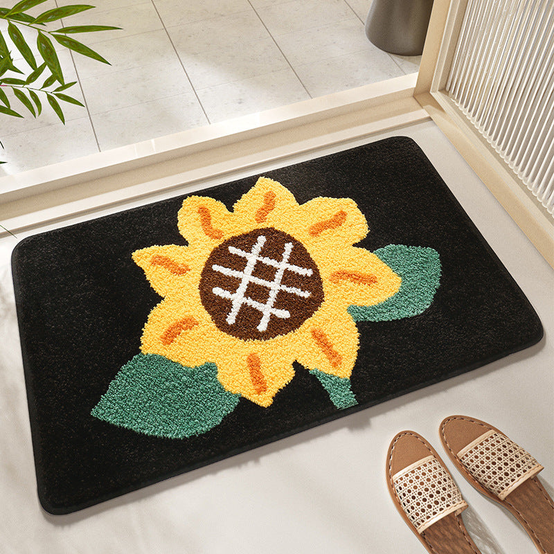 Leaf Design Plush Bathroom Mat Kalsten