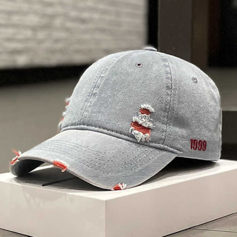 Unisex Distressed Denim Baseball Cap Kalsten