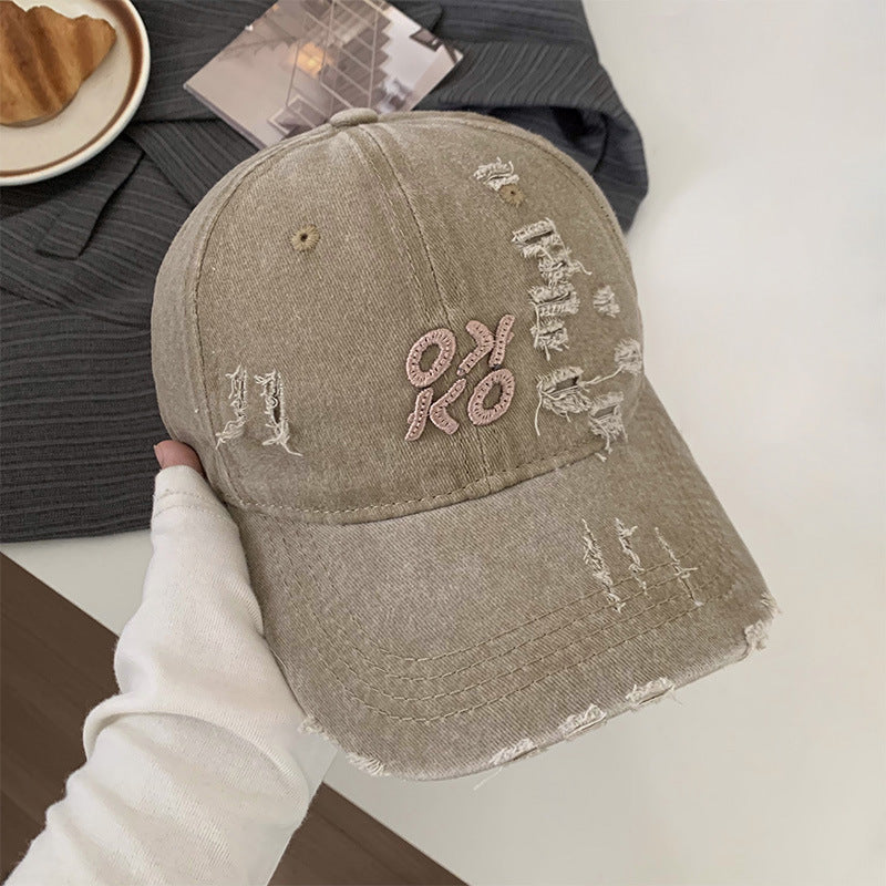 Women's Distressed Graphic Embroidered Baseball Cap Kalsten