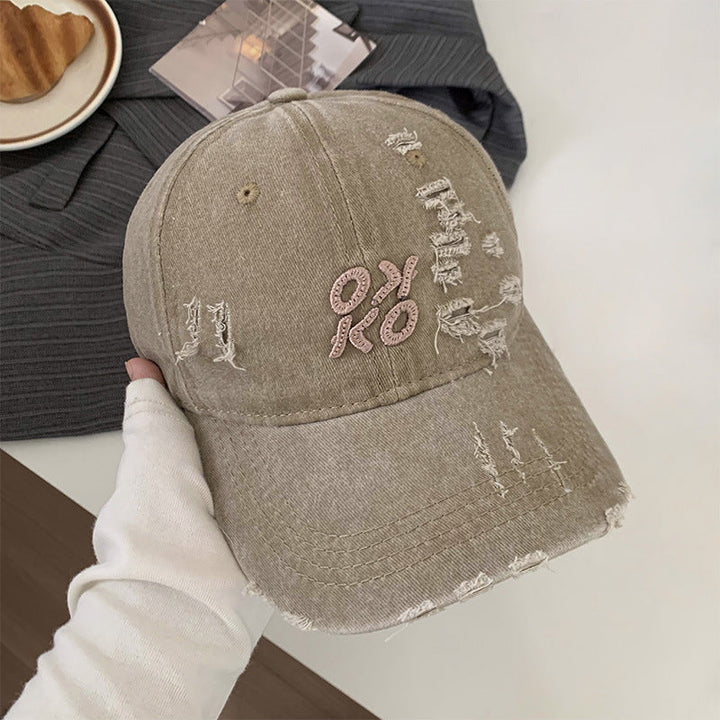 Women's Distressed Graphic Embroidered Baseball Cap Kalsten