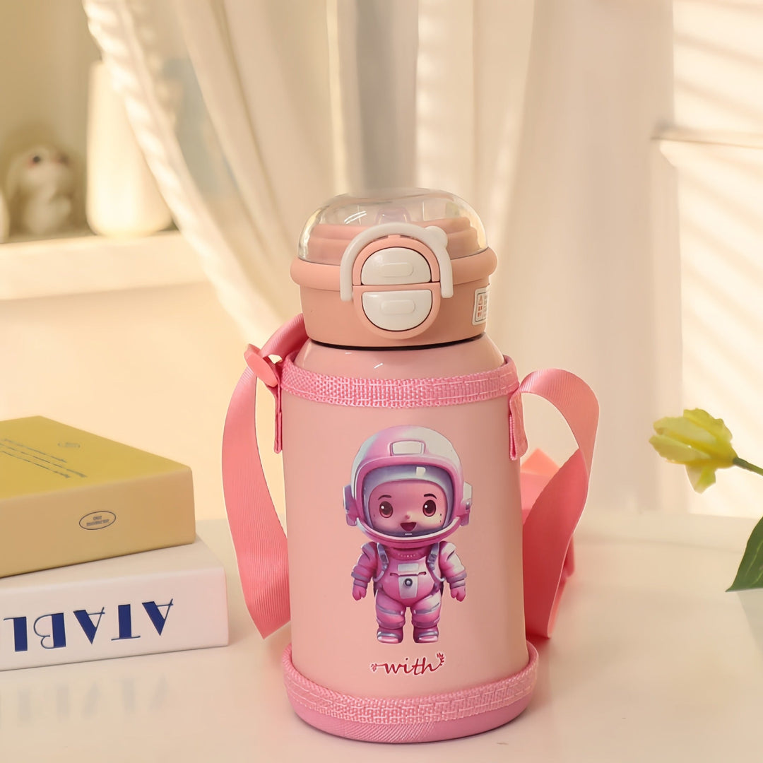 Women's insulated drinking bottle with cute animal design and practical carrying strap Kalsten
