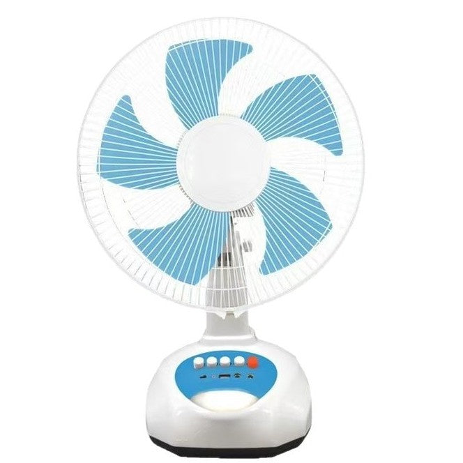 Ladies solar-powered table fan with variable speed control and battery bowl lift