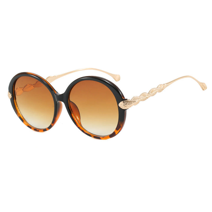 Ladies large round sunglasses with decorative metal accents Kalsten