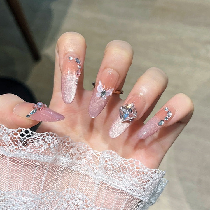 Elegant Crystal-Embellished Press-On Nails Kalsten