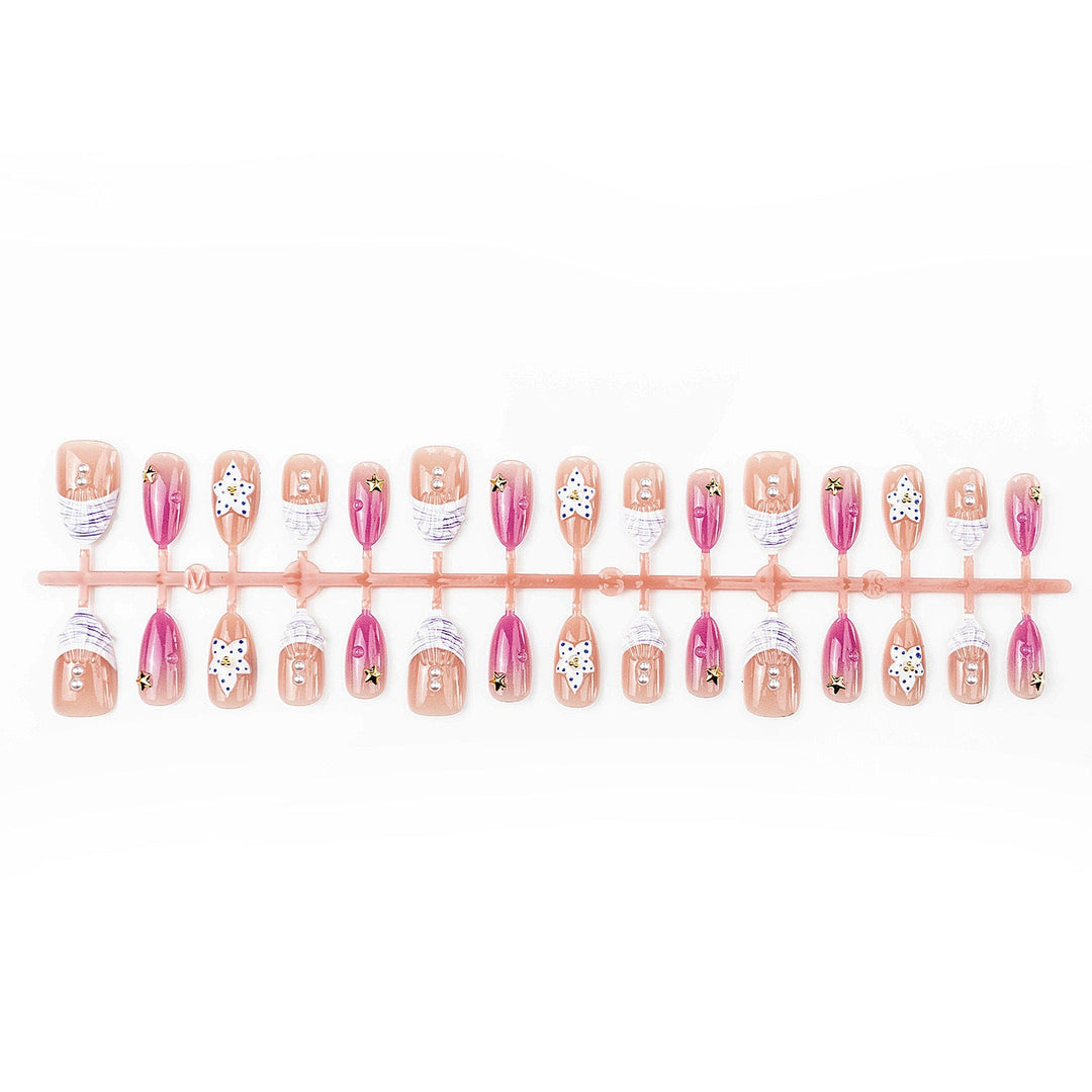 Artistic Press-On Nail Set with Star and Shell Accents Kalsten