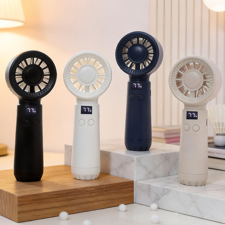 Cooling portable rechargeable bladeless handheld fan with LED speed display and USB charging Kalsten
