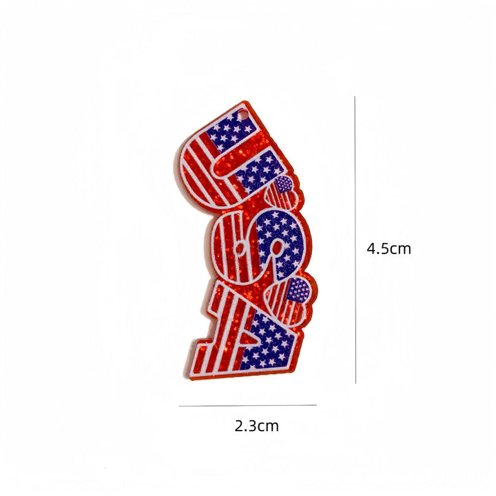 Unisex nan heart-shaped USA flag pendant acrylic with hole Kalsten