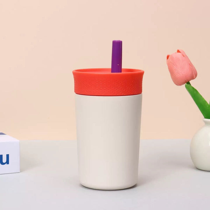 Women insulated coffee cup with integrated straw Kalsten
