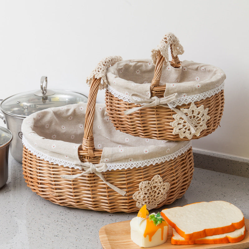 Women braided storage basket with decorative inner lining Kalsten