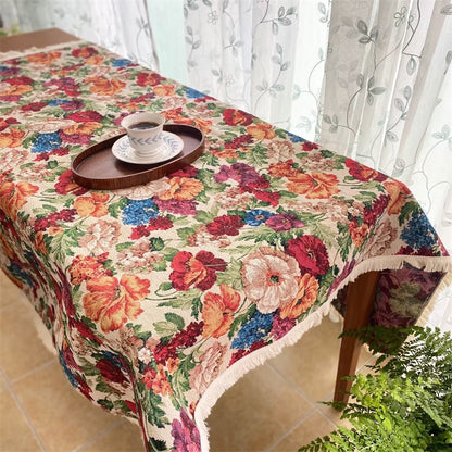 Elegant Floral Tapestry Tablecloth