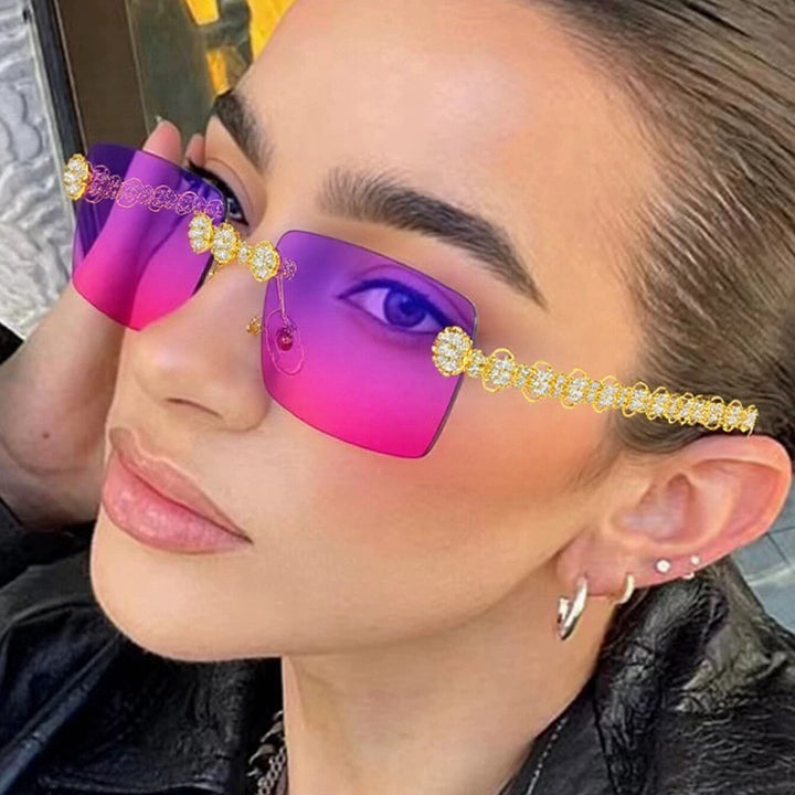 Women's designer sunglasses with sparkling frame and rectangular lenses Kalsten