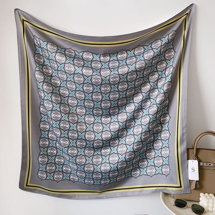 Women's silk scarf in elegant botanical design Kalsten