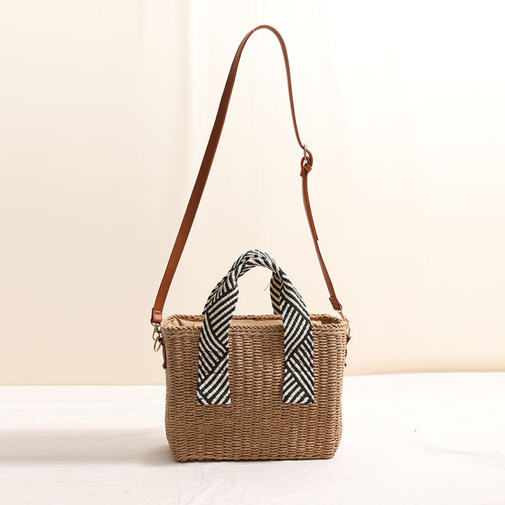 Woven natural material handbag with removable shoulder strap Kalsten